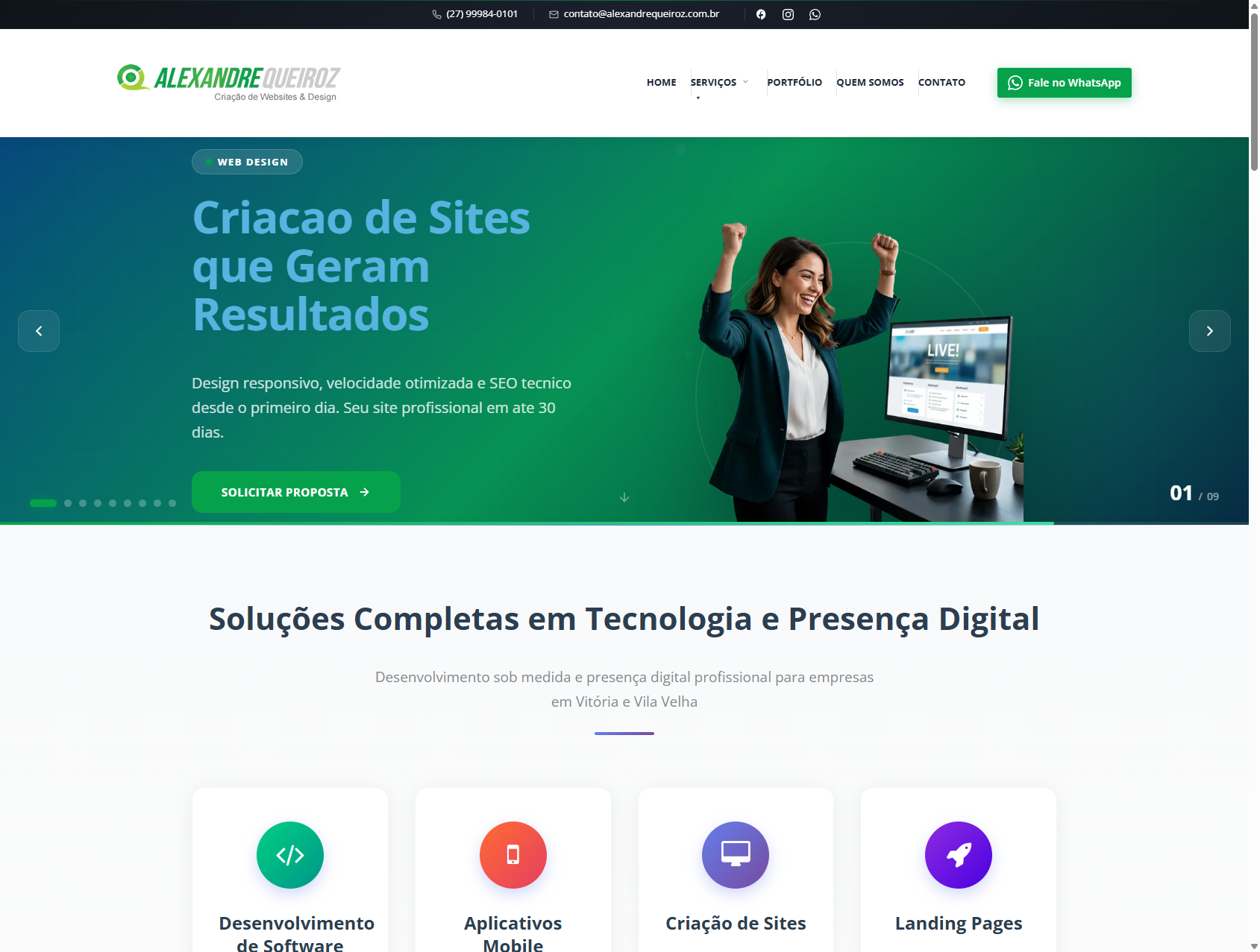 Site Profissional Alexandre Queiroz