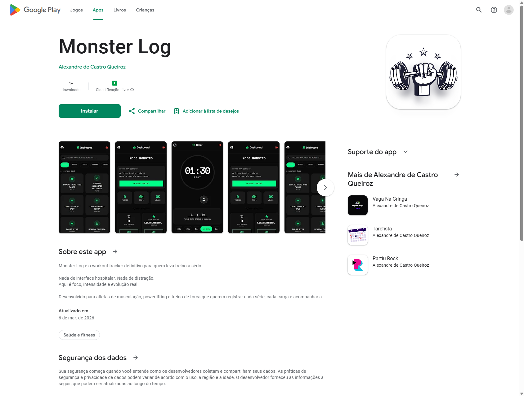 Monster Log - App de Musculação